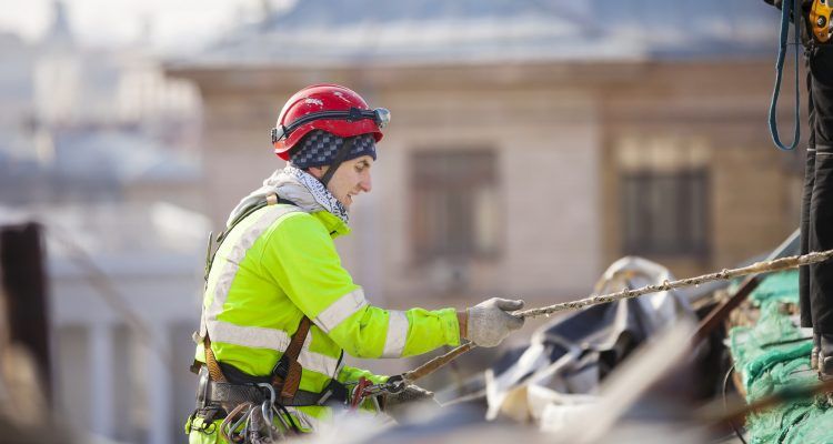 Rope access operative at work